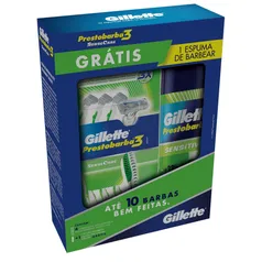 2 Kit Aparelho Gillette Prestobarba3 c/4 Unidades com Espuma