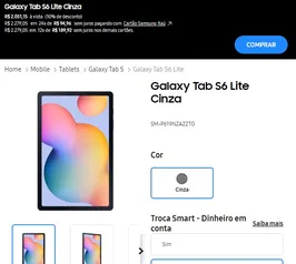 Galaxy Tab S6 Lite Cinza 128gb [ESTUDANTES] SM-P619NZAZZTO