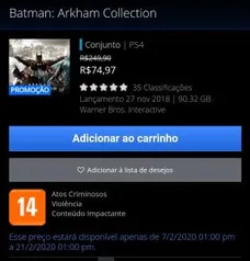 Batman: Arkham Collection - R$75