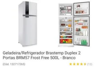 Geladeira Brastemp Frost Free 500 litros - BRM57 Branco - 110v R$2699