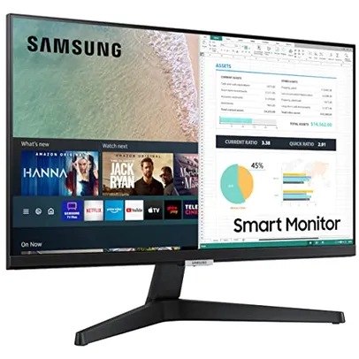 Smart Monitor Samsung 24", FHD, Plataforma Tizen™, Tap View, HDMI, Bluetooth, HDR, Preto, Série M5