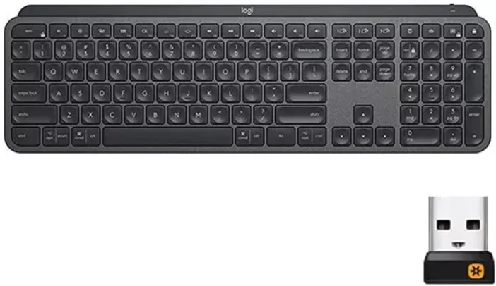 Logitech MX Keys Teclado sem Fio, Bluetooth, Office, 104 Teclas, Recarregável, Retroiluminado, Ultrafino, Silencioso