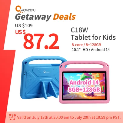 Cwowdéfu Tablet para crianças, 8GB, 128GB 