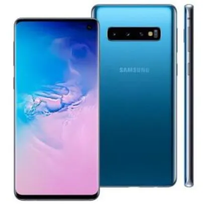 Smartphone Samsung Galaxy S10 Azul 128GB, 8GB RAM em 1X no cartão. - R$2399