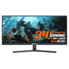 Monitor Gamer SuperFrame Vision Ultra, 34 Pol, UltraWide, 2.5K, Quad HD, IPS, 99% sRGB, HDR, FreeSync, 1ms, 165Hz, HDMI/DP, SFV3415