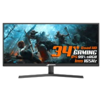 Monitor Gamer SuperFrame Vision Ultra, 34 Pol, UltraWide, 2.5K, Quad HD, IPS, 99% sRGB, HDR, FreeSync, 1ms, 165Hz, HDMI/DP, SFV3415