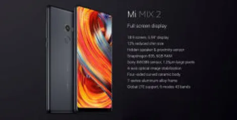 Xiaomi Mi MIX 2 Bandas Global 5,99 Polegadas 6GB RAM 128GB ROM Snapdragon 835 Octa Core 4G Smartphone - Preto (cerâmica) - R$1273