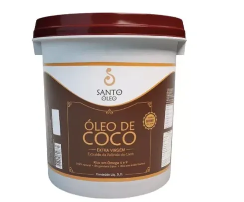 Balde Santo Óleo De Coco Extra Virgem De Película 3,2 Litros