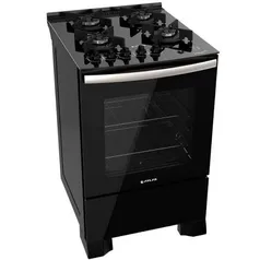 Fogão Atlas 4 Bocas preto Mônaco Top Glass com Acendimento automático - Bivolt | R$ 609