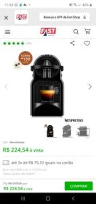 Cafeteira Nespresso Inissia Preta para Café Espresso - D40BRBKNE | R$225