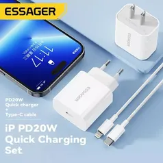 [ conta nova R$8,95 ] Carregador Essager tipo c 20w + cabo para Iphone