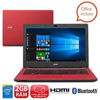 [Extra - Apenas Retirada] Notebook Acer Aspire ES1-431-C3W6 com Intel® Dual Core, 2GB, 32GB, LED 14" e Windows 10