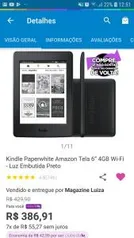 [Clube da Lu - APP] Kindle paperwhite 8° Geração - R$387