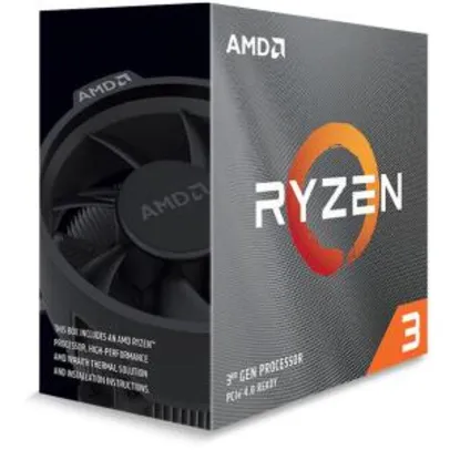 Processador AMD Ryzen 3 3100 3.6GHz (3.9GHz Turbo), 4-Cores 8-Threads, Cooler Wraith Stealth, AM4, 100- 100000284BOX