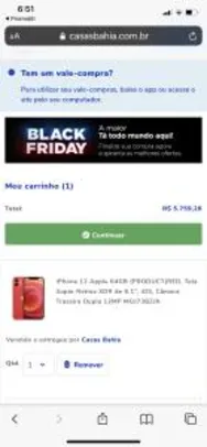 iPhone 12 Apple 64GB (PRODUCT)RED, Tela Super Retina XDR de 6.1” - R$5759