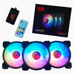 Kit fan Redragon GC-F009 RGB 3 x 120mm com controladora | R$134