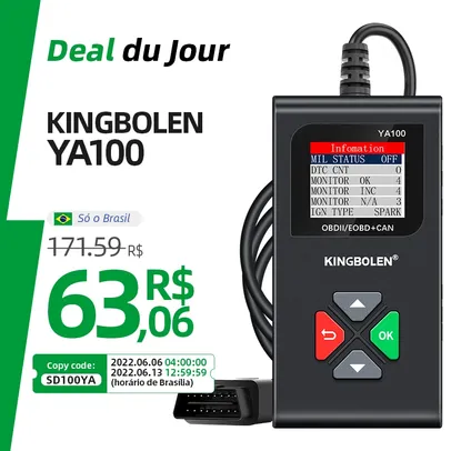 Ferramenta de diagnóstico automotivo KINGBOLEN YA100 OBD2