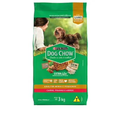 Ração Cães Adultos Dog Chow Raças Pequenas 3kgs