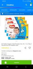 Kit Fraldas Huggies Tripla Proteção Tam. XG - 12 a 15kg 3 Pacotes com 66 Unidades Cada