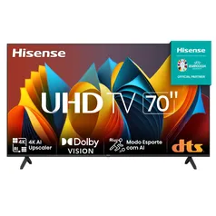 Hisense Smart TV UHD 4K 70  70A6K HDR10+ Dolby Vision Controle por Voz Compatível com Alexa