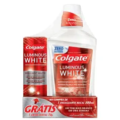 Antisséptico Bucal Colgate Luminous White 500ml Grátis Creme Dental Colgate Luminous White 70g