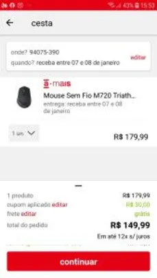 [APP] Mouse sem fio M720 Triathlon Bluetooth - Logitech | R$150