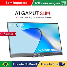 [NO BRASIL] Monitor Portátil ARZOPA 14.0 *1080P FHD IPS