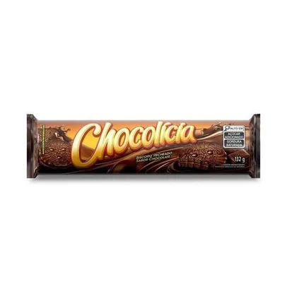 [Leve 3/APP/Cada R$ 2,99]Biscoito de Chocolate Recheado Chocolícia 132g