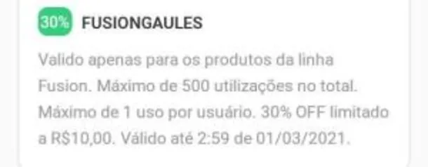 30% OFF nos produtos da linha Fusion