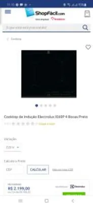 Cooktop de Indução Electrolux IE60P 4 Bocas Preto | R$ 2199