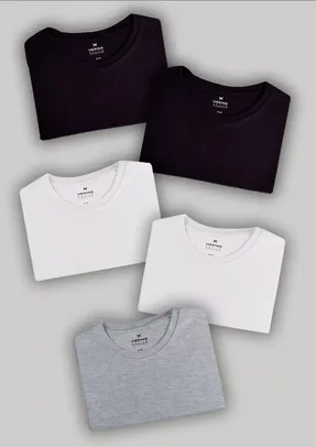 Kit Com 5 Camisetas Hering Masculinas Básicas 