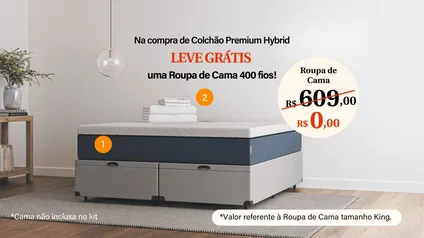 Kit Colchão Emma Premium Hybrid KING + Roupa de Cama