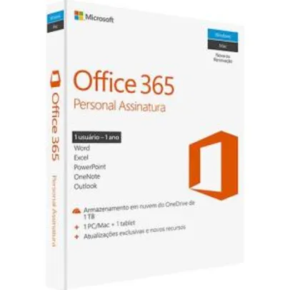 Microsoft Office 365 Personal - Para 1 Computador (PC ou Mac) e 1 Tablet ou Smartphone por R$ 60