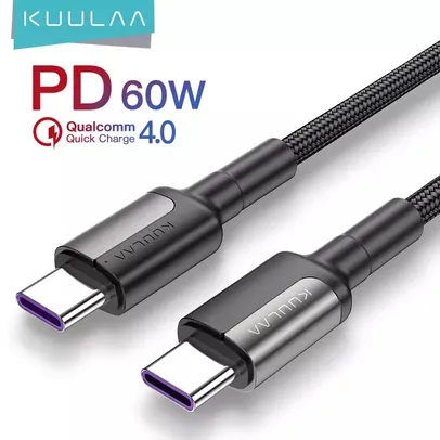 Cabo Kuulaa 60W USB-C / USB-C | R$6