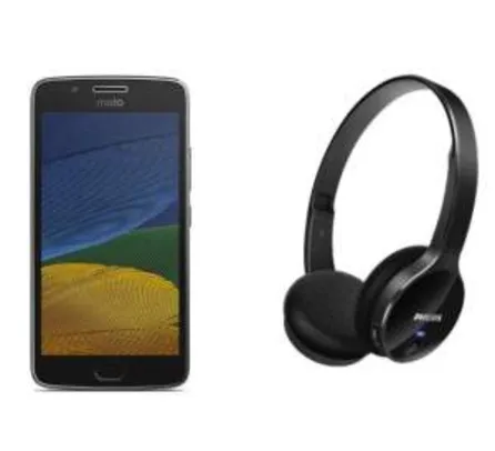 [Saraiva]Moto G5 32gb + Fone de Ouvido Bluetooth Philips Shb4000 (Frete + Chip Tim Grátis) - R$850