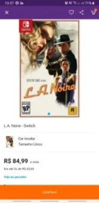 L.A. Noire - Nintendo Switch - Incolor | R$85