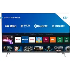 Smart Tv Philips 58" 4k Uhd Hdr10 Dolby Atmos Bluetooth Wifi Bordas Ultrafinas | R$2565