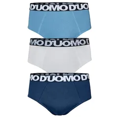 (VIP) Kit Cueca Slip D'uomo 3 Peças - Marinho/Branco/Petróleo