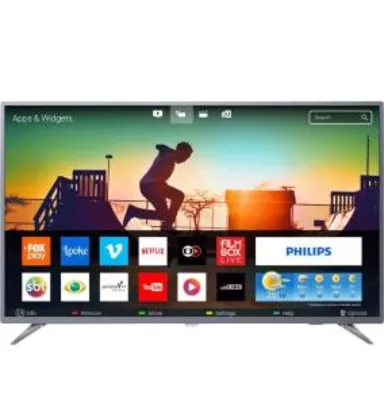 Smart TV LED 55" Philips 55PUG6513/78 Ultra HD 4k com Conversor Digital 3 HDMI 2 USB Wi-Fi 60hz - Prata | R$2099