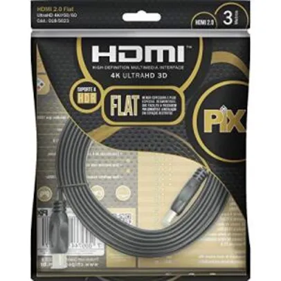 (Prime) Cabo HDMI 2.0 Flat 4K HDR 19P 3M Pix Flat Gold, Preto [R$15]
