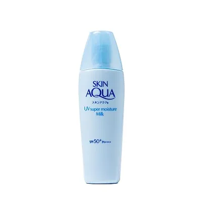 SKIN AQUA® Super Moisture Milk 40g - Protetor Solar Facial sem cor FPS50 com Ácido Hialurônico e Textura Leve