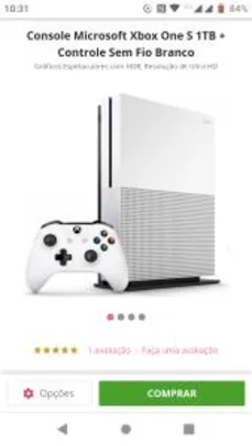 Console Microsoft Xbox One S 1TB + Controle Sem Fio Branco - R$1045