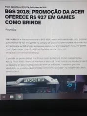 Brinde na compra de produtos selecionados acer