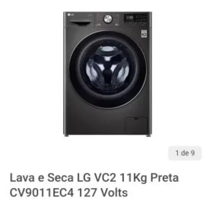 Lava e Seca LG VC2 11Kg Preta CV9011EC4 | R$ 4408