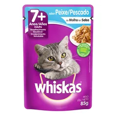 [LV 4 PG 3] Ração Úmida Whiskas Sachê Peixe ao Molho para Gatos Adultos Sênior 7+ Anos 85 g