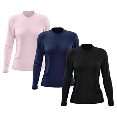 Kit 3 Camisetas Feminina Manga Longa Proteção Solar UV 50