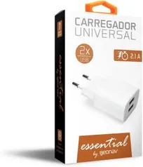 [PRIME] Carregador de parede universal 2.1A, 2 portas USB, bivolt, Branco, Geonav