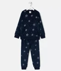 Pijama Longo Infantil Com Estampa Estrelas - Tam. 9-10 