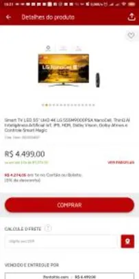 Smart TV LED 55" UHD 4K LG 55SM9000 NanoCell + Smart Magic | R$4.049