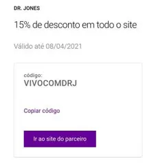 15% off em todo o site Dr. JONES